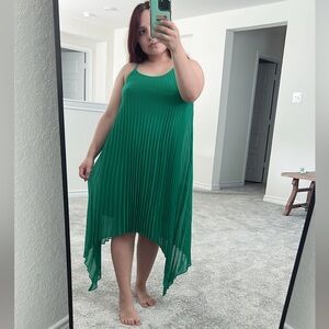 Asymmetrical Kelly Green Dress